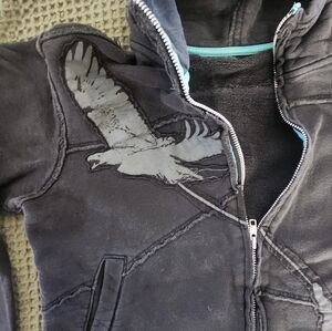 VTG Spacecraft Black Graphic Zip-Up Hoodie - Women's Size Small